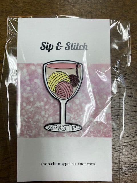 Sip & Stitch Enamel Pin 1