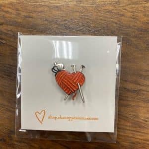 Orange Heart Knit Enamel Pin
