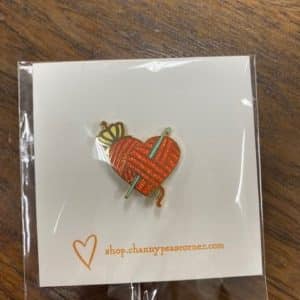 Orange Heart Crochet Enamel Pin
